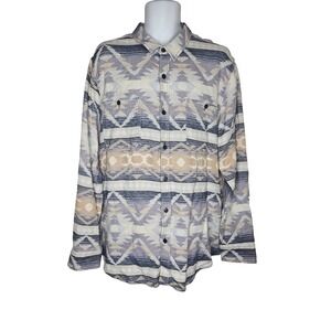 Sun + Stone Men's XXL Southwestern‎ Aztec Print Button-Down Shirt 100% Cotton